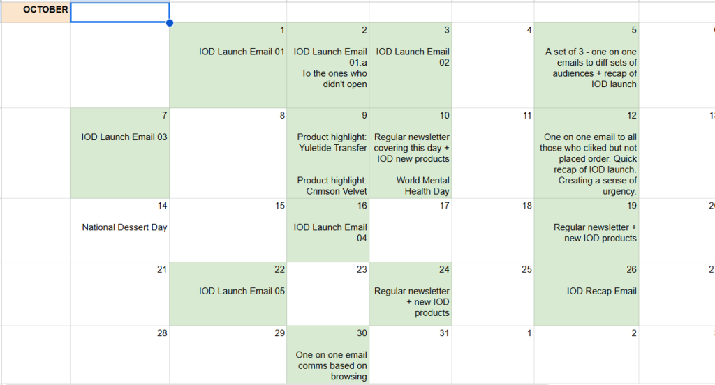 email marketing content calendar